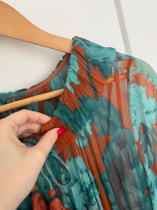 by Anthropology - The Marais Printed Tiered Maxi Dress - Brown Teal Floral - Picture 15 of 16